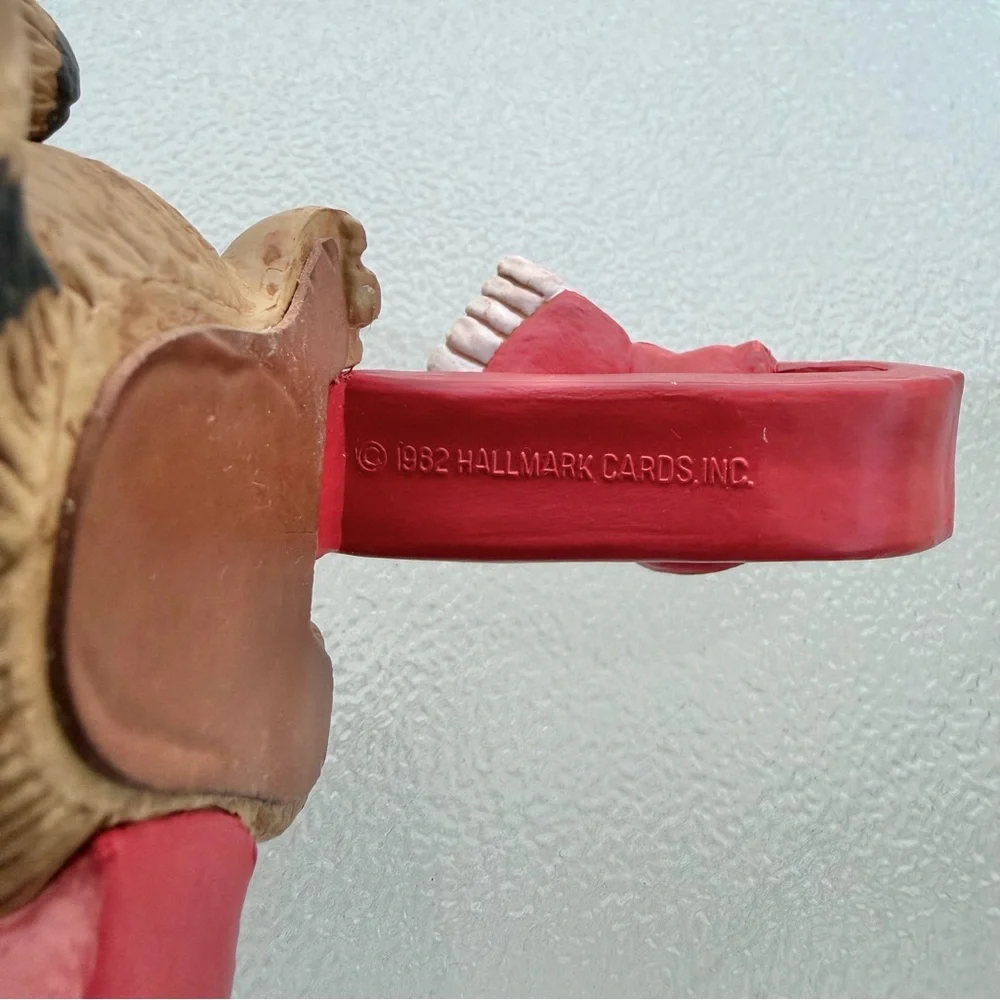 Hallmark Raccoon Christmas Stocking Hanger Vintage 1982